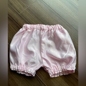 Baby Girl Pink Satin Bloomers 12M | Soft Ruffle Diaper Cover